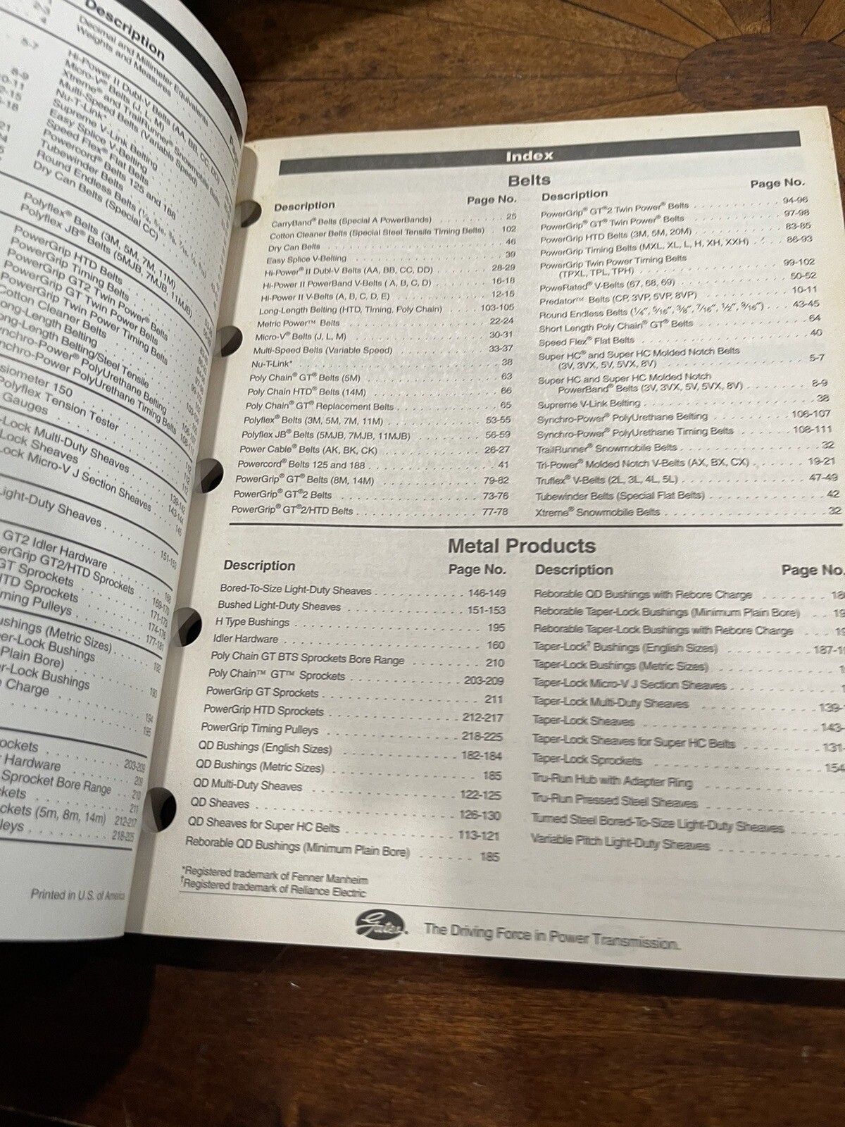 GATES POWER TRANSMISSION PRODUCTS CATALOG Feb 2000