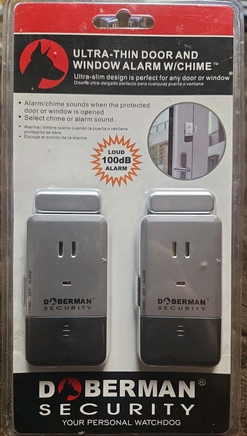 Doberman Security Window Door Alarm Kit Magnetically Triggered Alarm 2 Pack F-S