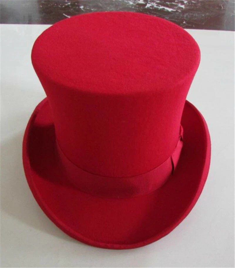 18cm Height 100% Wool Vintage Hat Mad Hatter Performing Magic Top Hat 3 Colors
