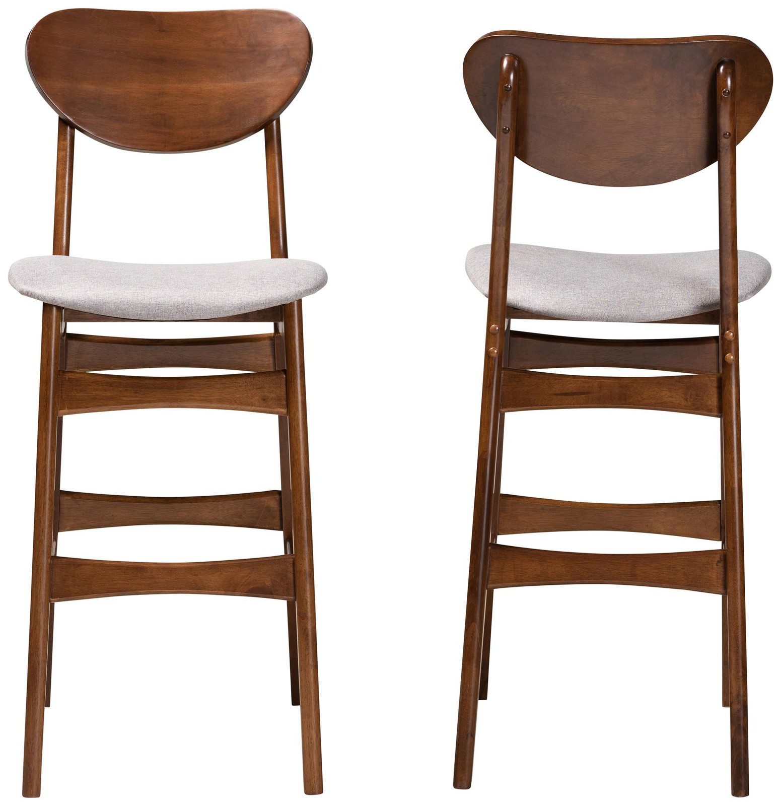 Baxton Studio Katya 29" Gray Fabric Bar Stools Set of 2