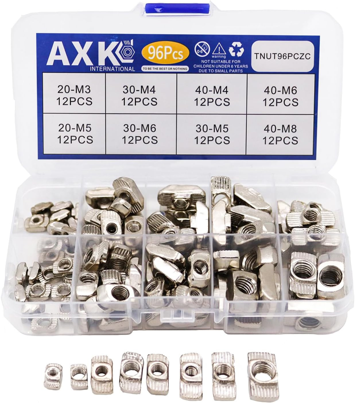 T-Nut Kit for Aluminum Profiles (2020/3030/4040) - 96PCS Industrial Strength Ham