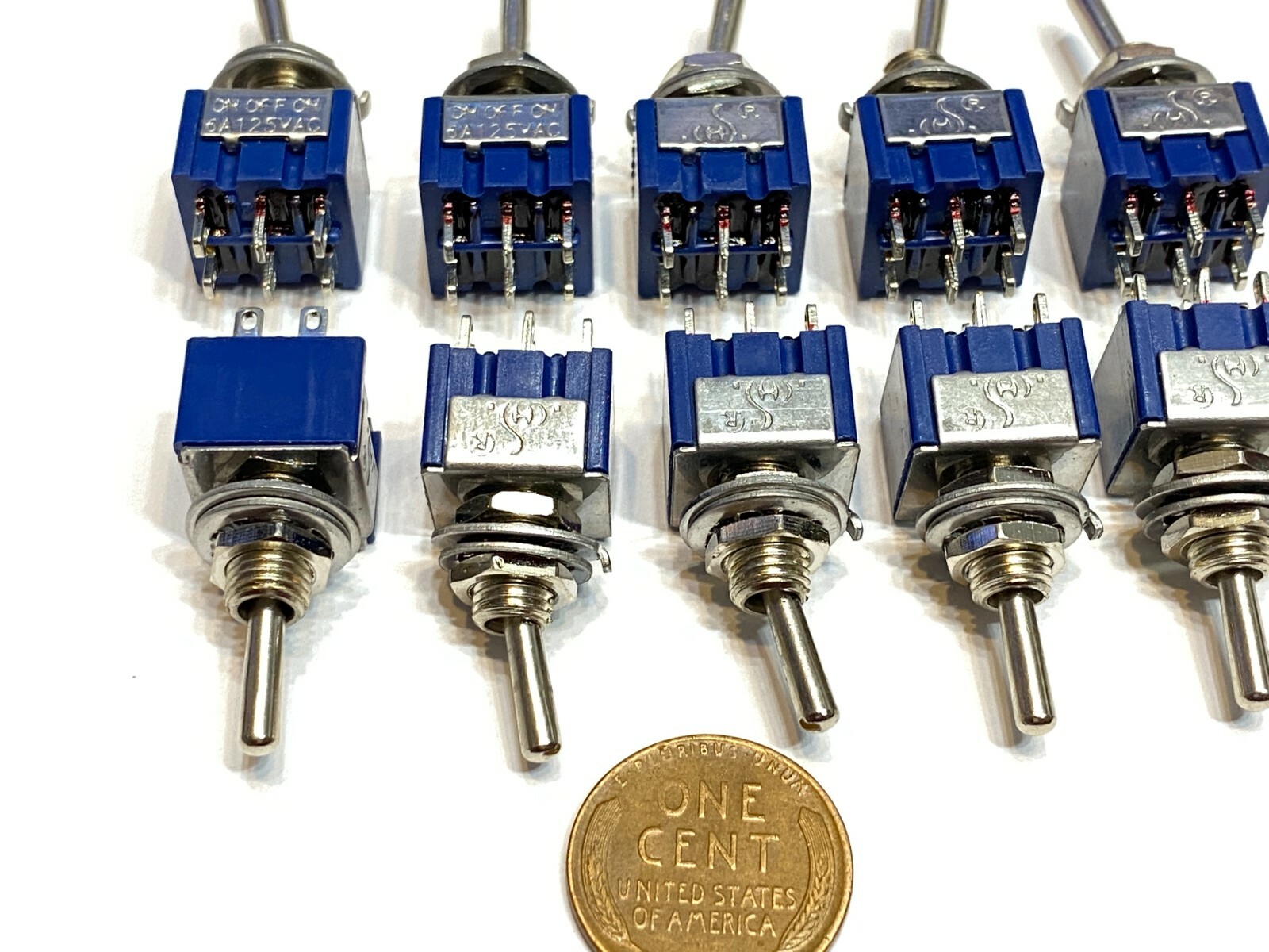 10x Toggle Switches 3 Position Mini MTS-203 6-Pin DPDT ON-OFF-ON 6A Latching B24