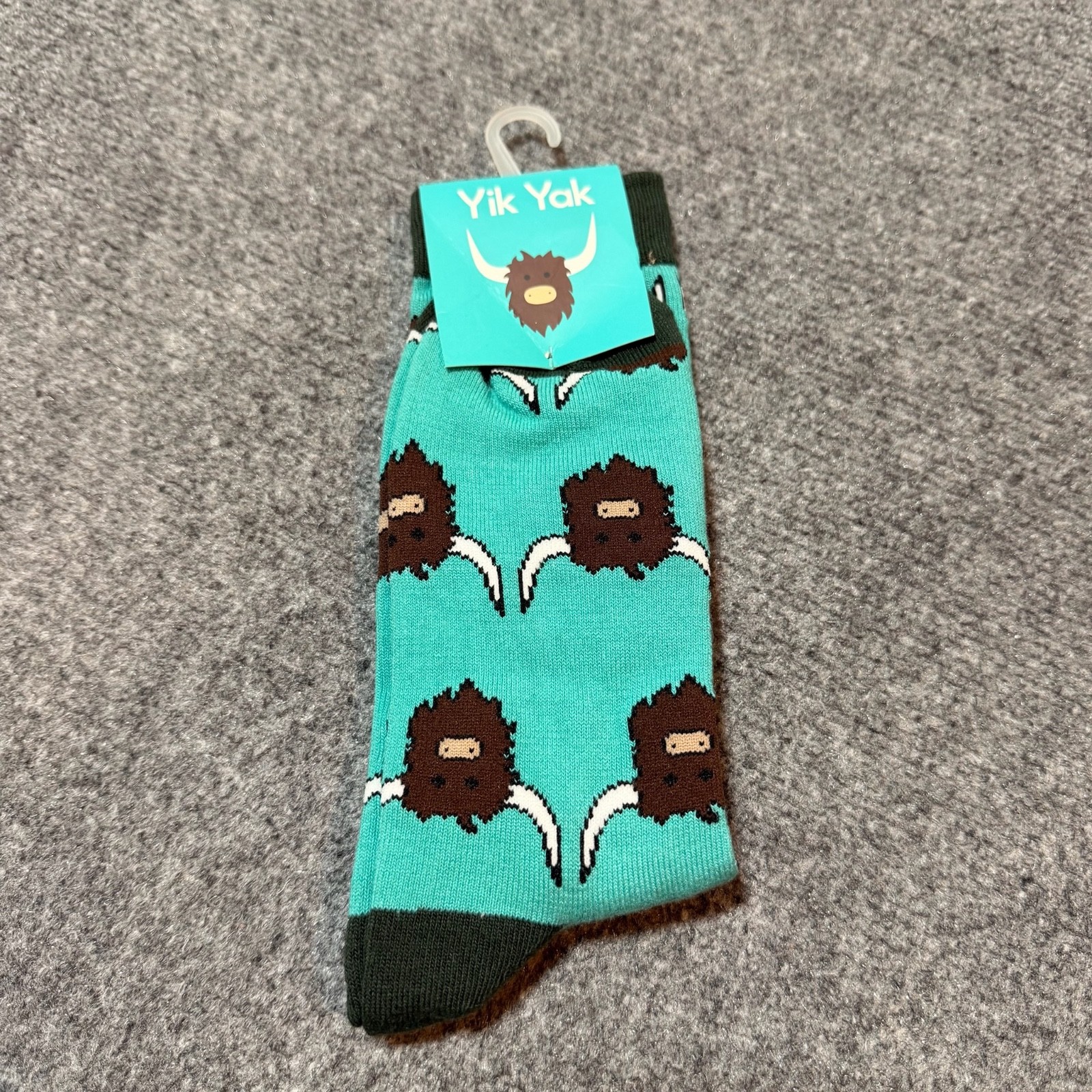 NEW Yik Yak Dress Socks Mens Teal Animal Print Mid Calf Promotional Item
