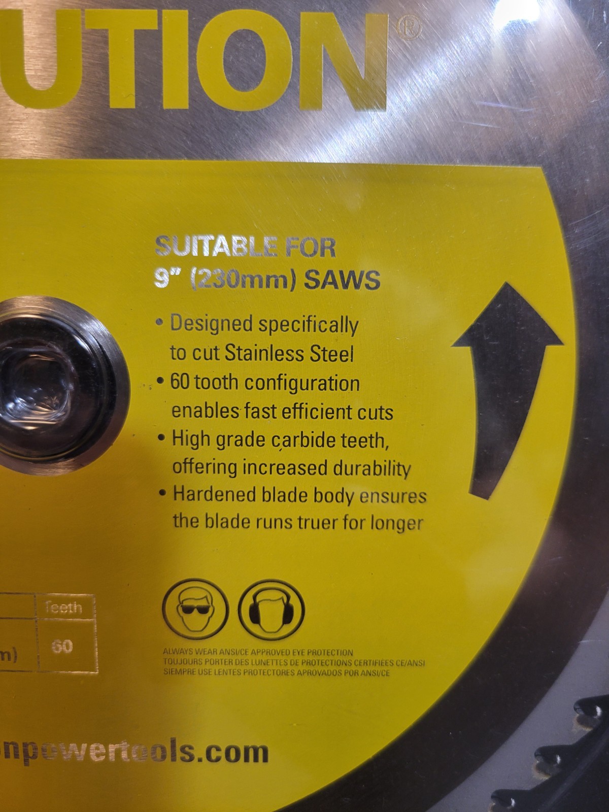 Evolution 9" Stainless Steel TCT Blade 60 Teeth 1" Arbor 230BLADESSN