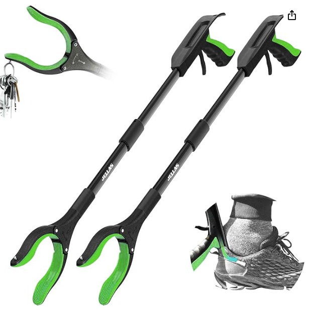 Jellas 32" Reacher Grabber Tool with Shoehorn and 360 Rotating Gripper