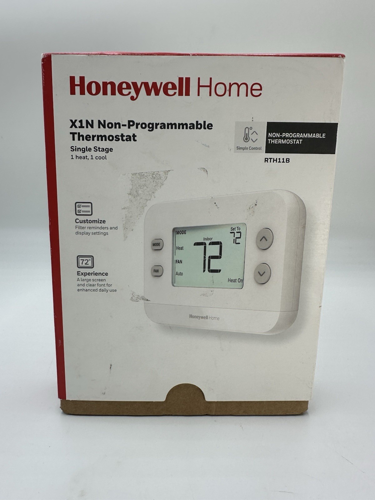Honeywell Home X1N Non-Programmable Thermostat, Single-Stage, 1-Heat/1-Cool
