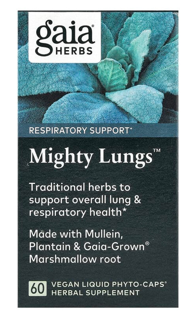 Gaia Mighty Lungs 60 Caps - Respiratory Support - Mullein, Plantain, Marshmallow