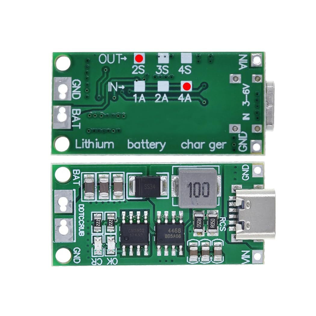 2pcs Multi-Cell USB-C to 8.4V 12.6V 16.8V Step-Up Boost Li-Ion Charger Board