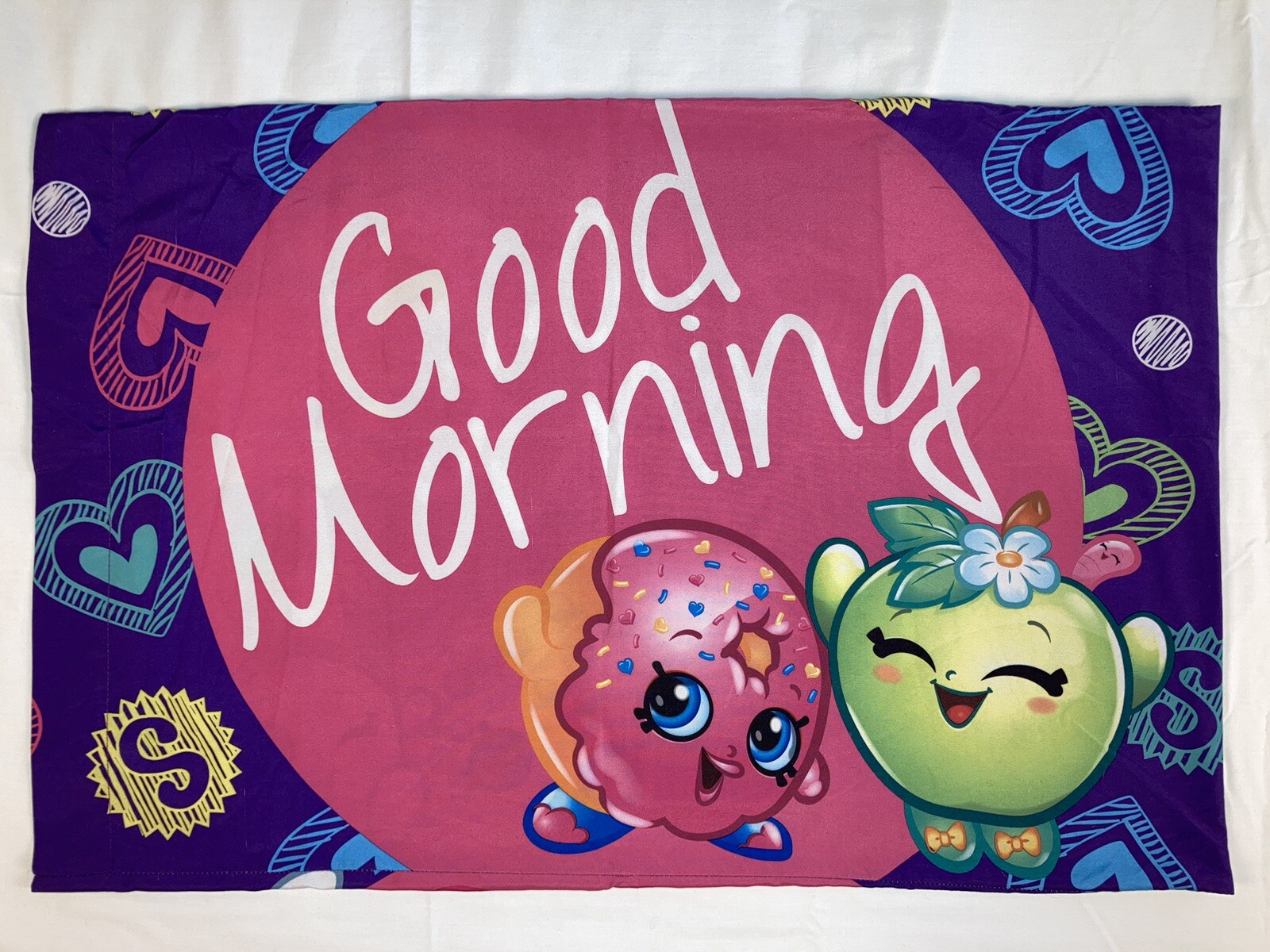 Shopkins "Good Morning" "Good Night" Pillowcase by Moose 2013