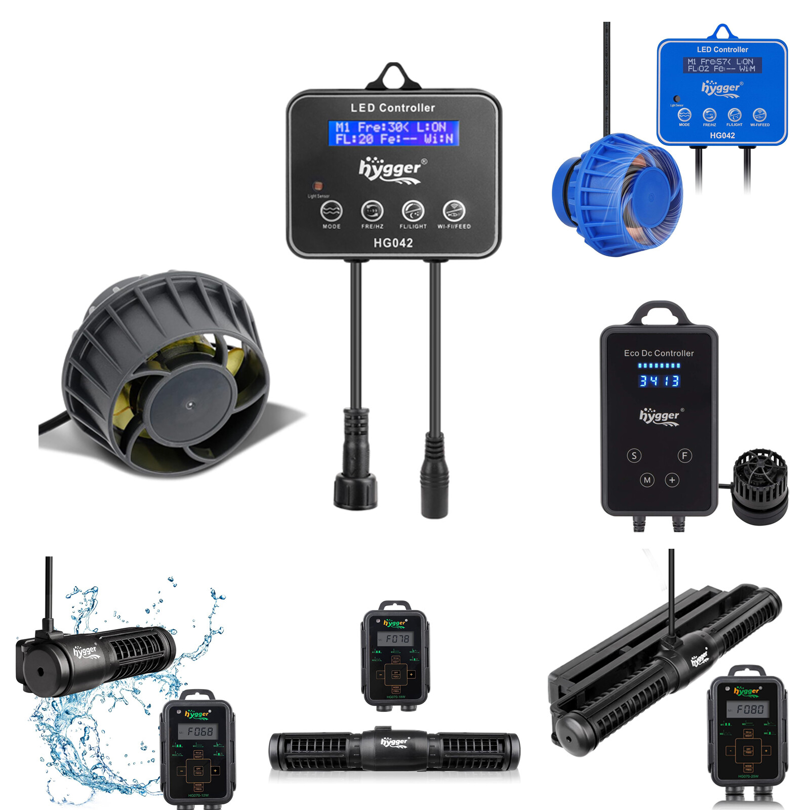 hygger Aquarium Wave Maker With Controller DC 24V Powerhead Magnetic Mounting
