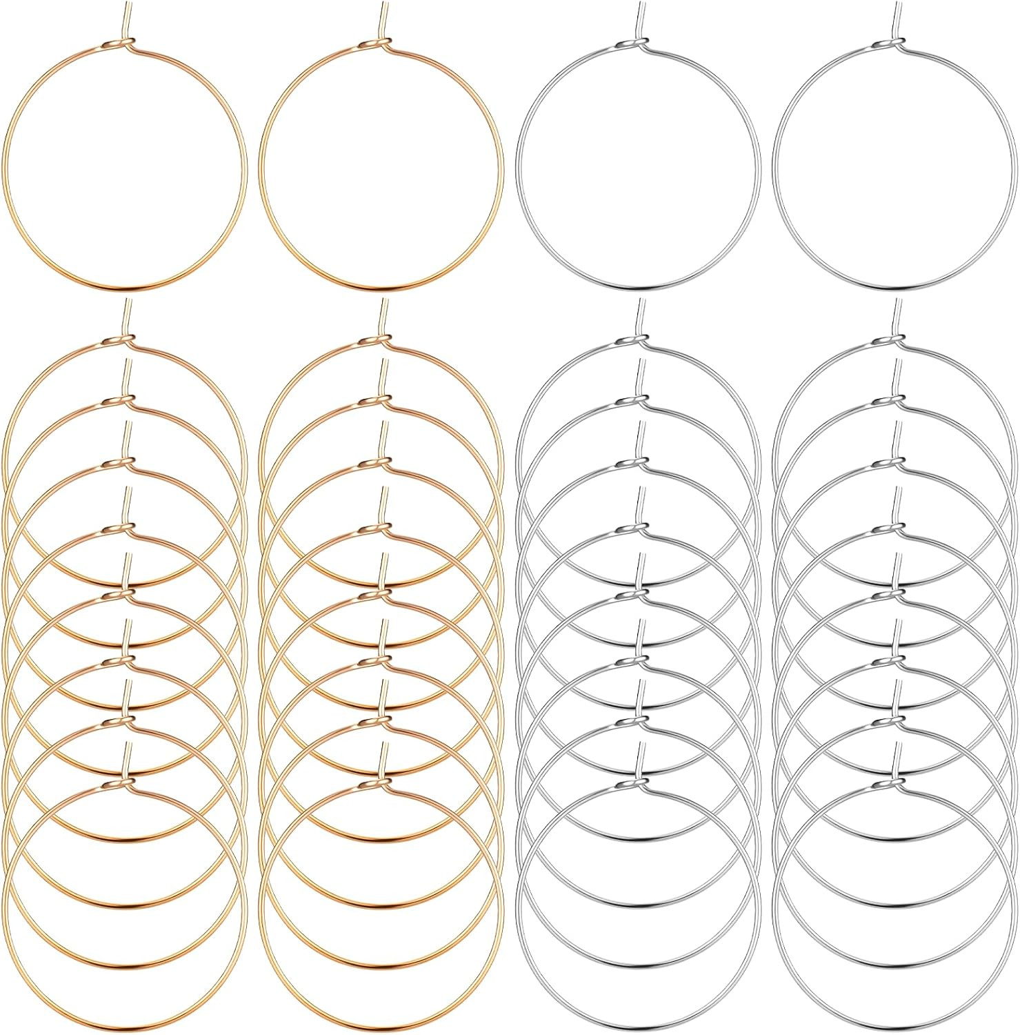 100 PCS Earring Hoops for Jewelry Making, round Earring Beading Hoops Wine Glass