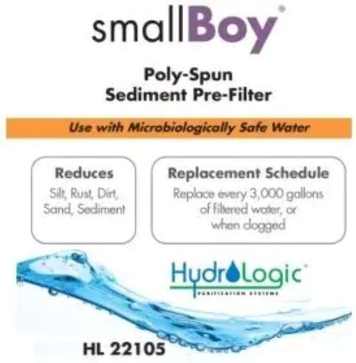 Hydro-Logic 10" Small Boy Poly-Spun Sediment Pre-Filter- Hydroponics / Aquarium