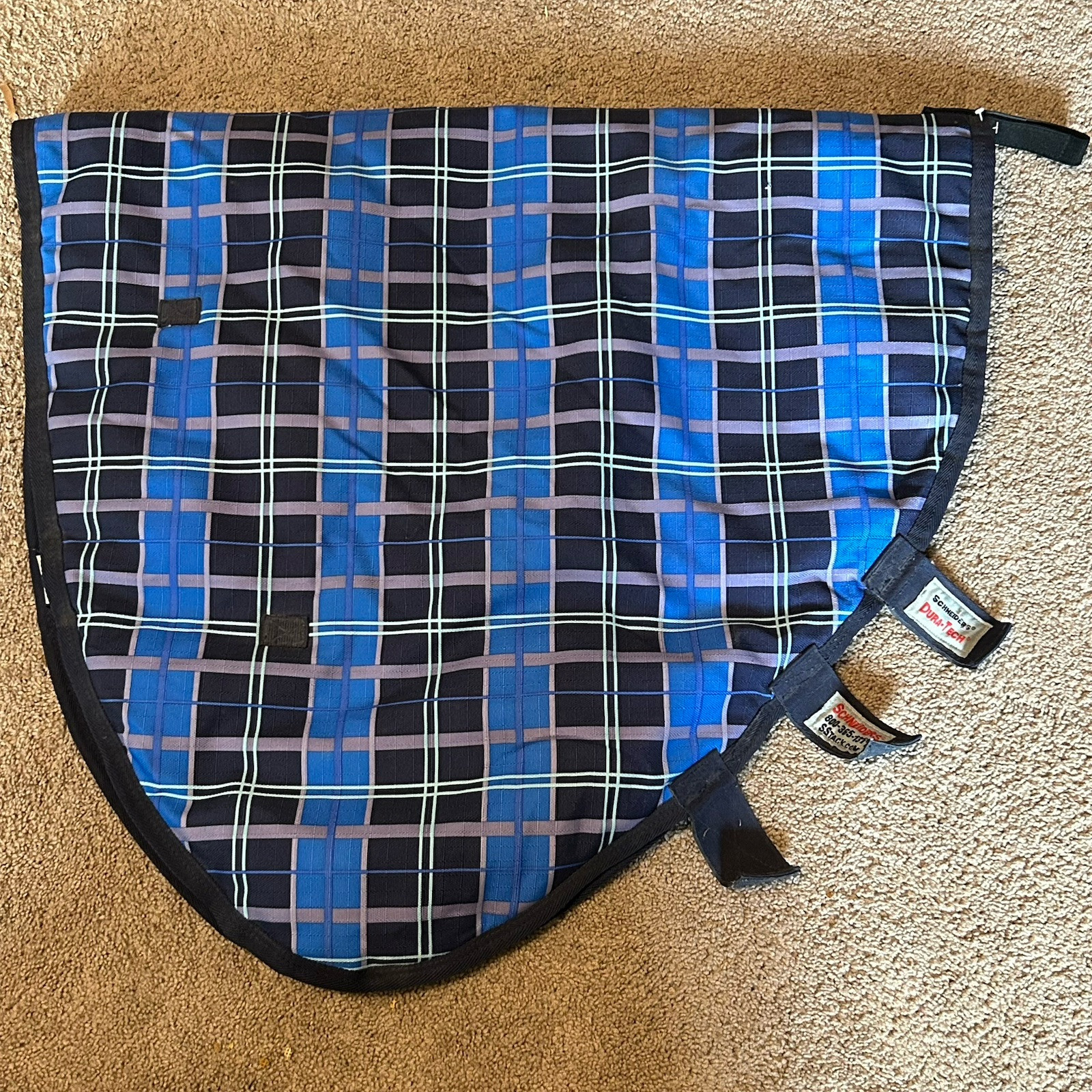 Schneiders Mid Weight Neck Cover Size 64 Dura Tech Blue Purple Plaid Gently Used