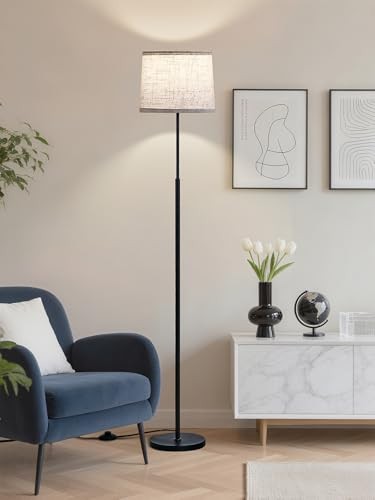 60" Modern Floor Lamp for Living Room Bedroom, Standing Lamp with Oatmeal Black