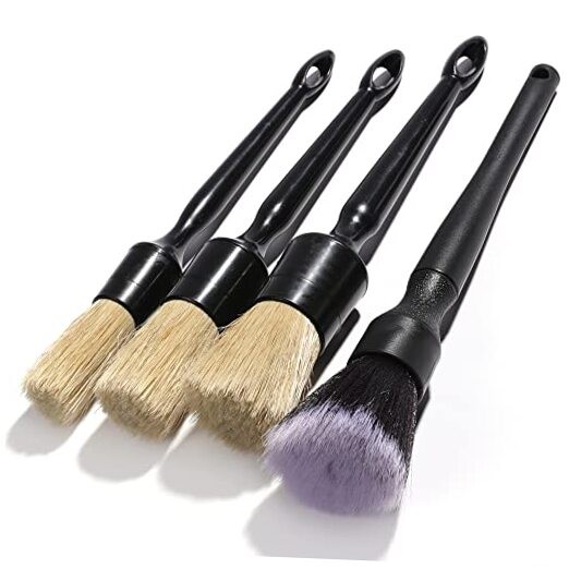 Car Detailing Brush Soft Boars Hair, 4PCS Auto Detail Dust Brushes, Perfect