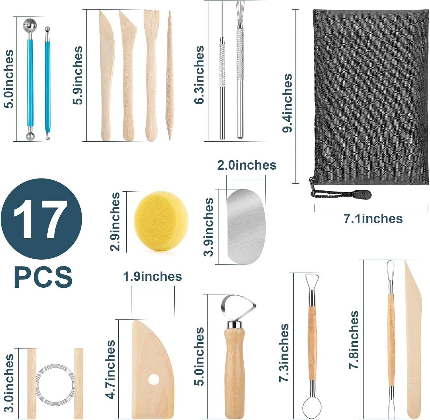 Pottery Tool Kit, 17pcs Polymer Clay Tools, Modeling Clay Sculpting Tools Kit...