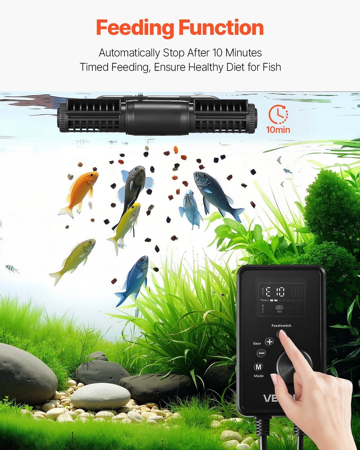 Digital 25W 2380GPH Aquarium Wave Maker with Adjustable Flow Pump