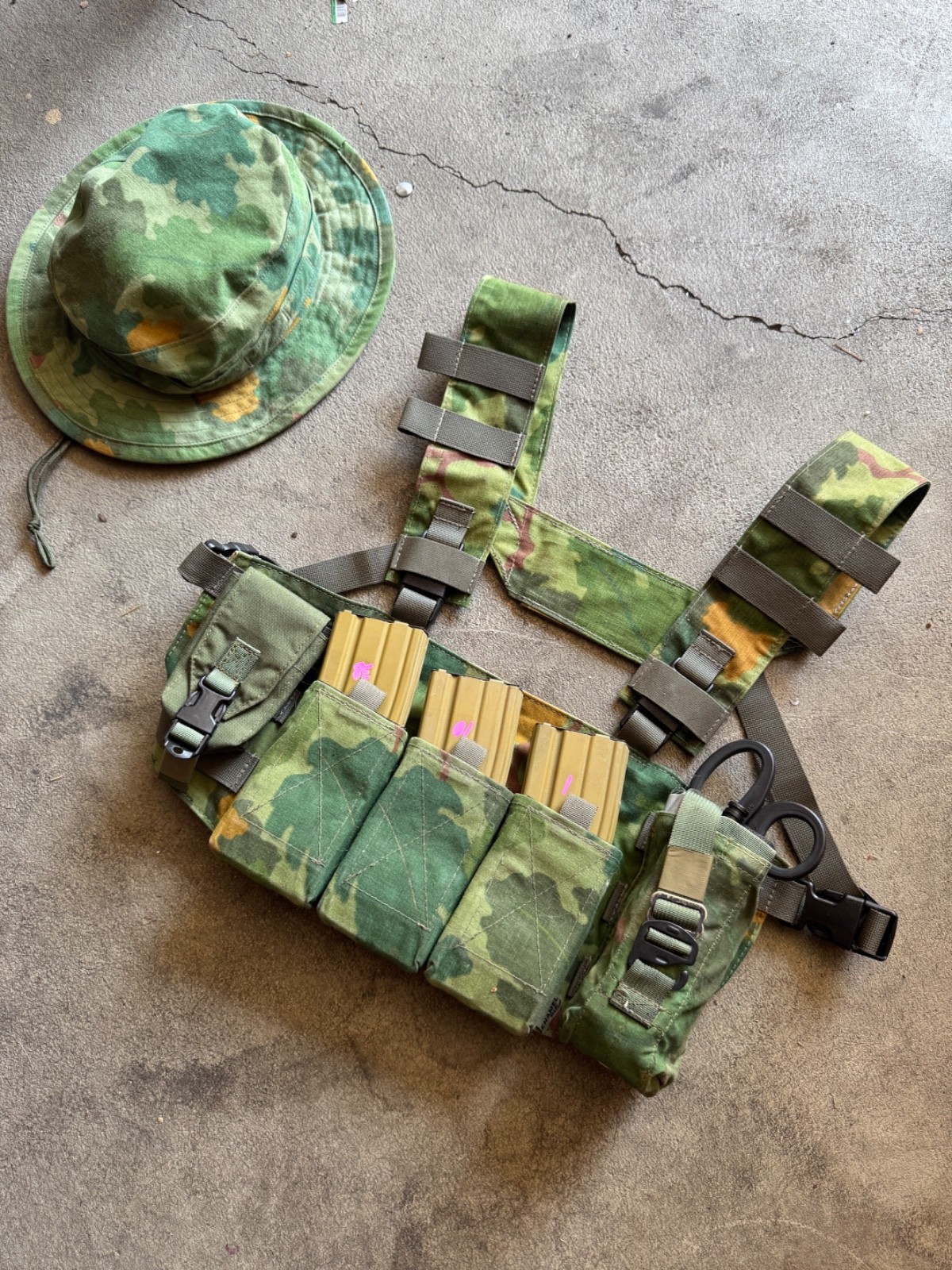 Custom Mitchell Pattern Camouflage Chest Rig and Boonie Hat