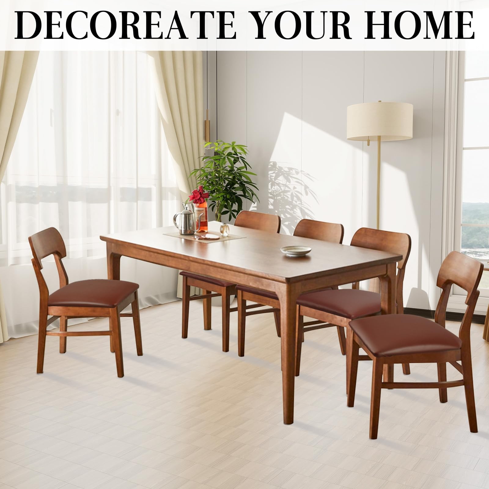 Lufyzora Pu Leather Dining Chair Seat Covers 8 Pieces, - Coffee