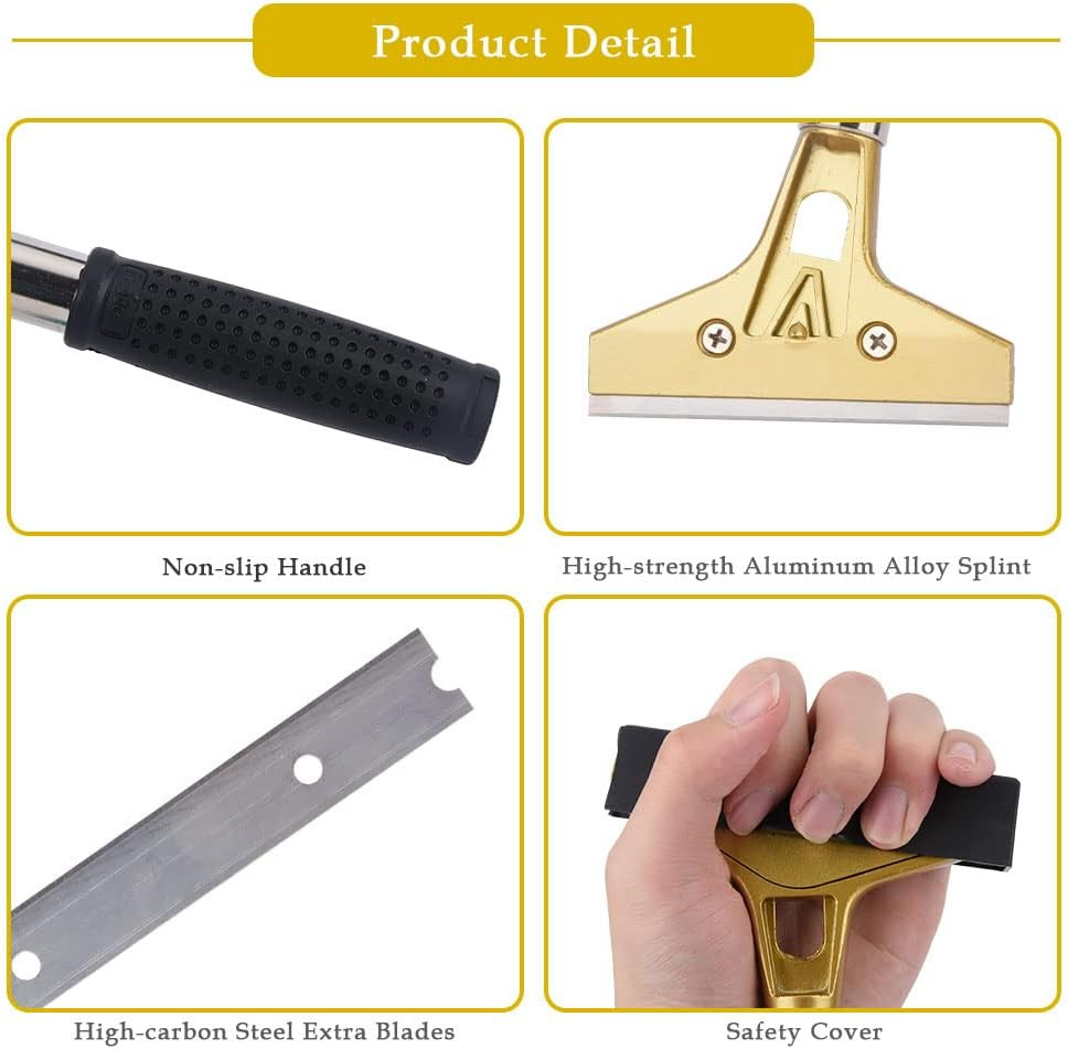 4 Inch Razor Blade Scraper with 20Pcs Extra Metal Blades Multi-Purpose Heavy