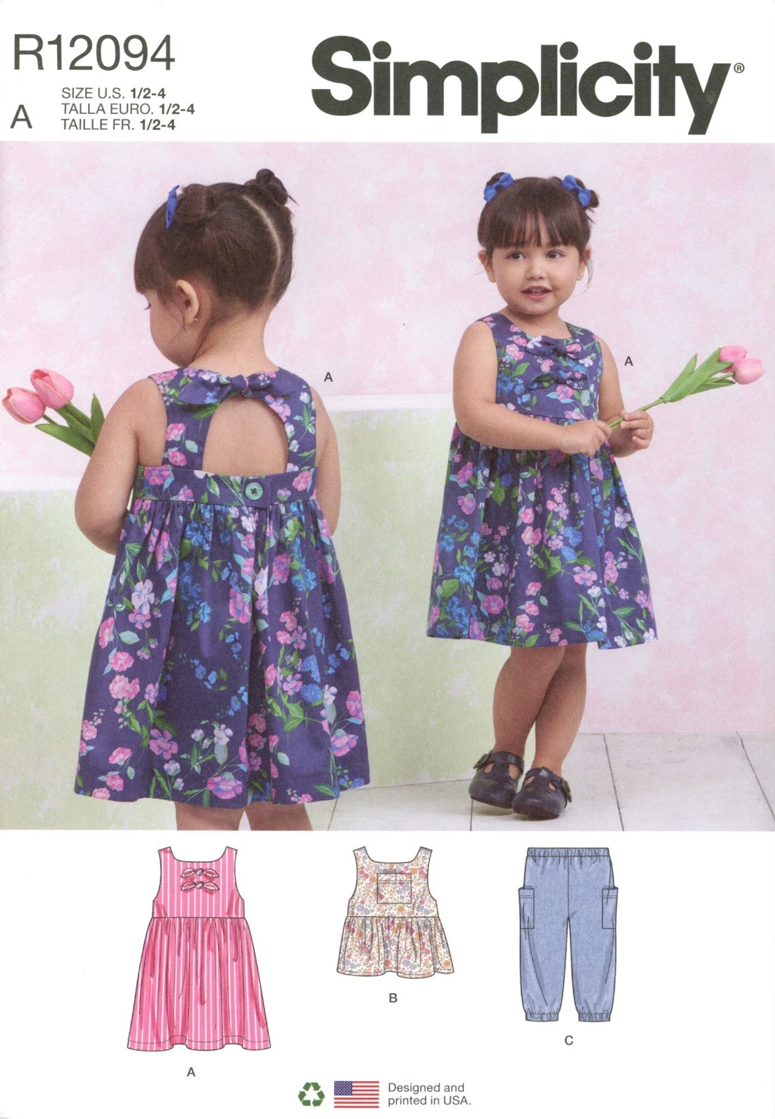 Simplicity R12094 Open Back Top & Dress, Ankle Pants Sz 1/2-4 UNCUT S9932