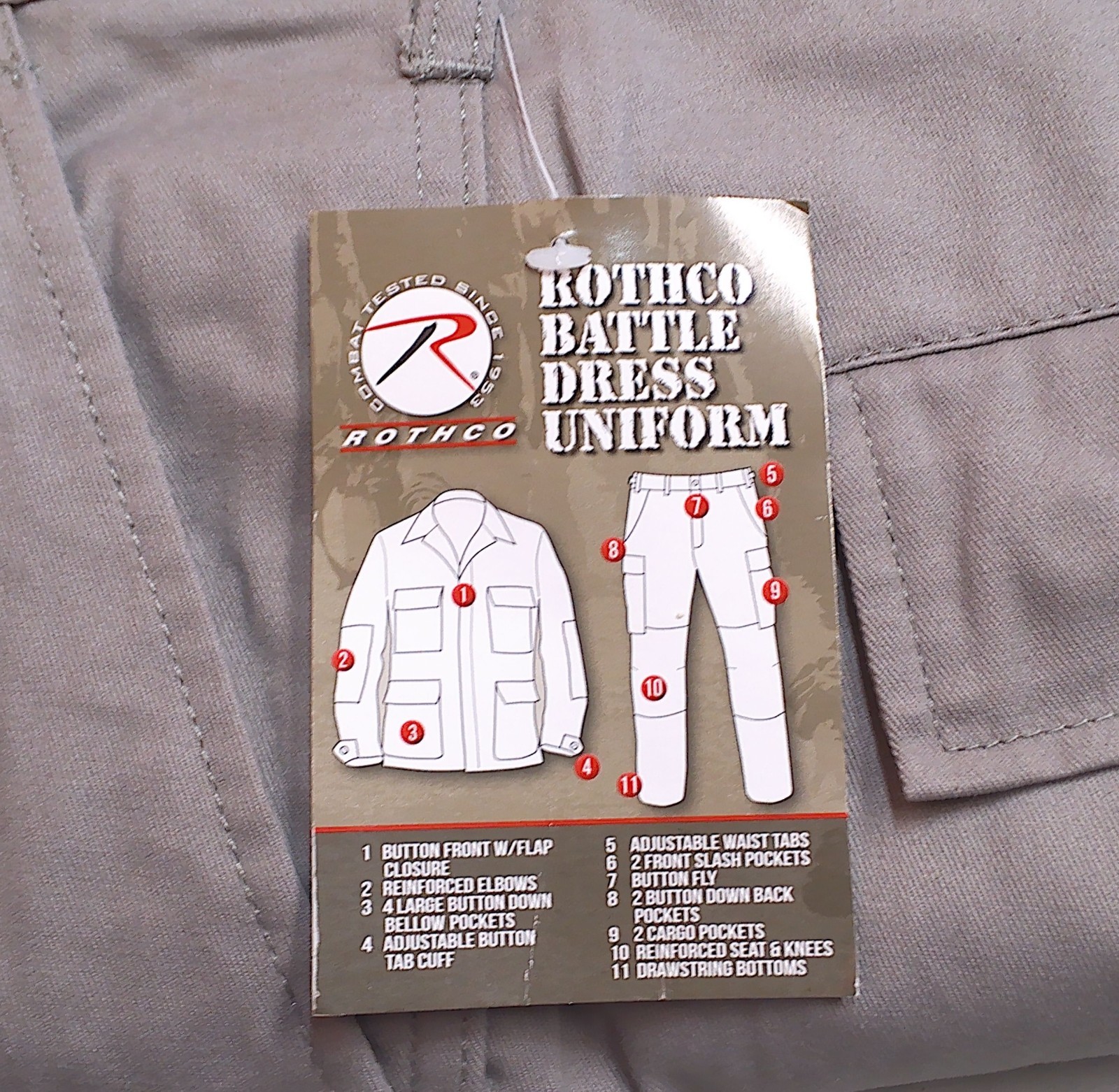 Rothco Mil-Spec Tactical Grey BDU Cargo Pants Trousers Size Medium Regular
