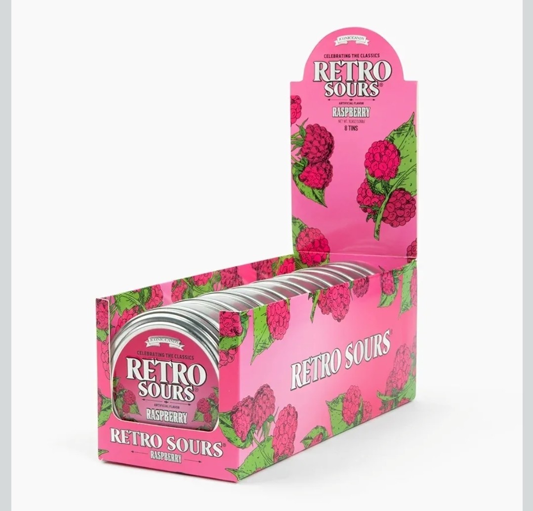 Retro  Sours Raspberry 8Tins (1.06lb)