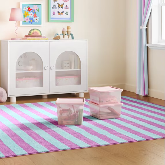 Mainstays Kids Pink Large Plastic Storage Bin with Lid
