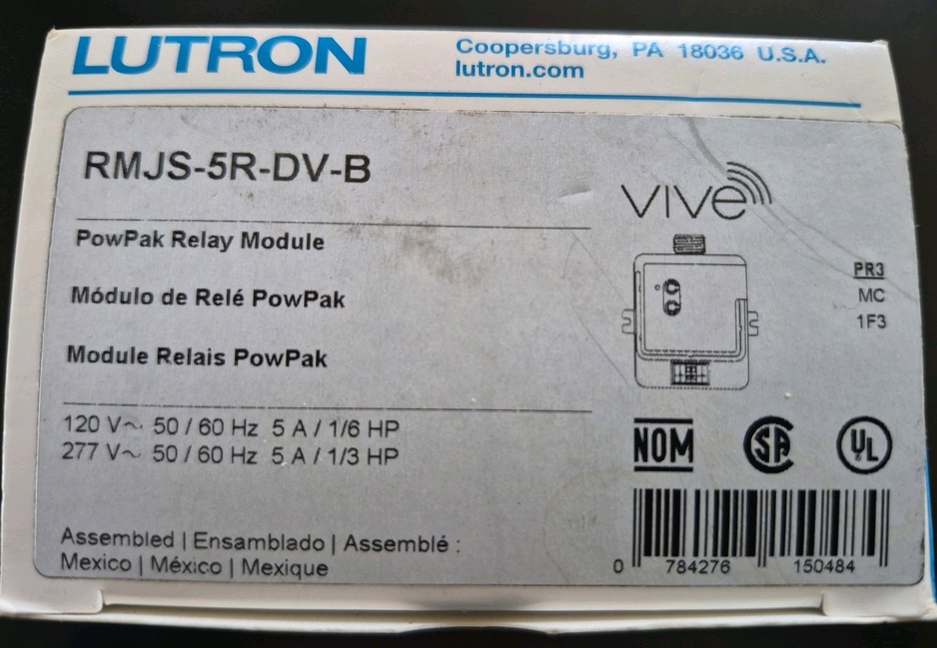 LUTRON VIVE POWPAK RELAY MODULE RMJS-5R-DV-B