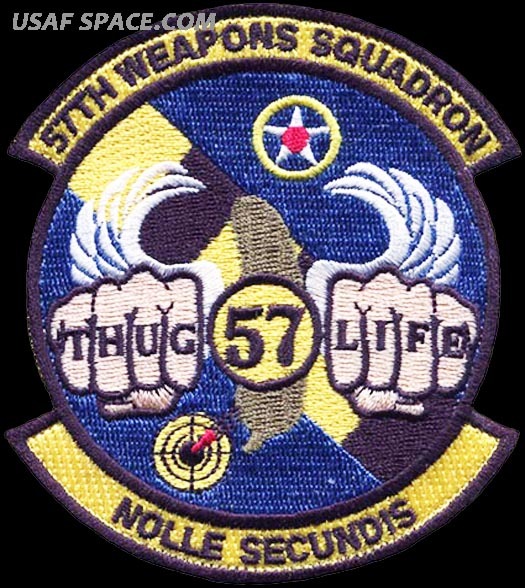 USAF 57th WEAPONS SQUADRON -THUG LIFE -McGuire AFB, NJ- ORIGINAL AIR FORCE PATCH
