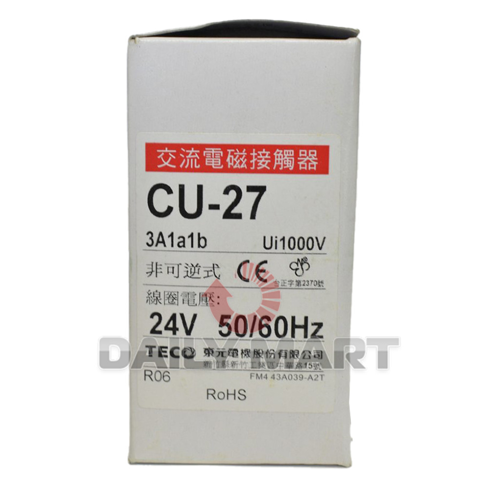 New In Box TECO CU-27 AC Contactor 24V