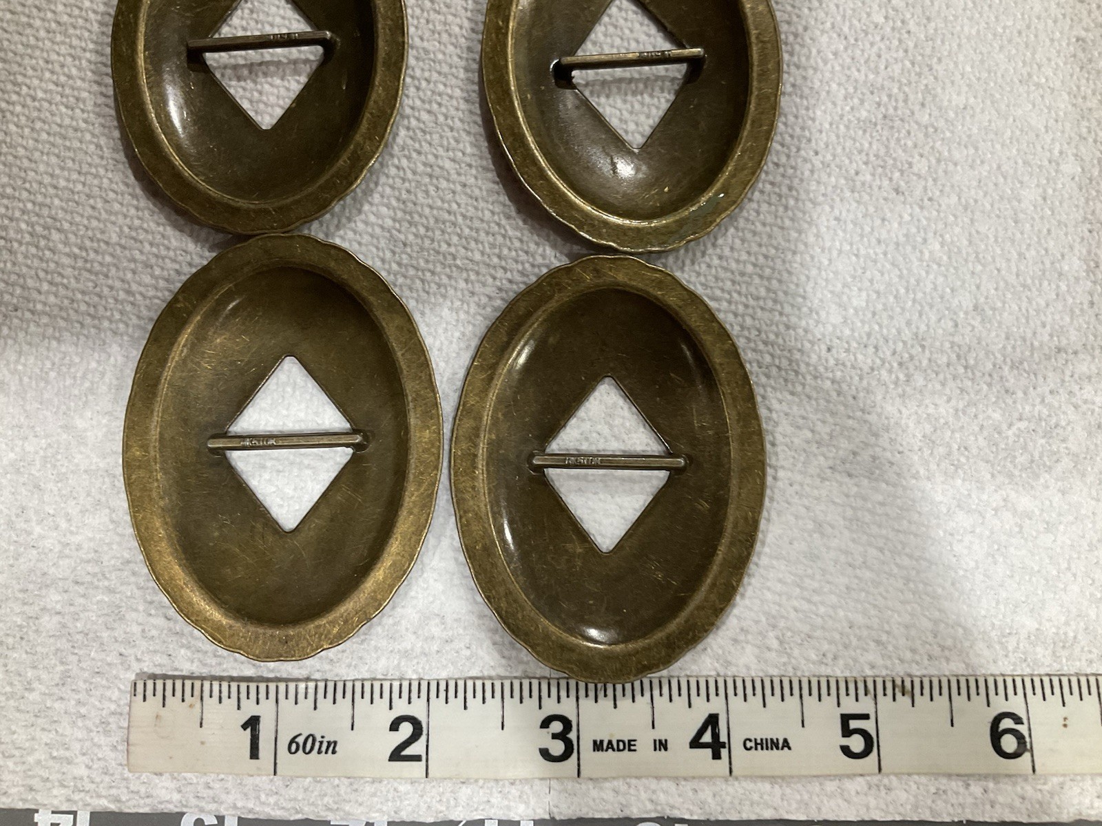 5 Vintage thunderbird slotted concho antique brass