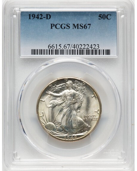 1942 D Walking Liberty Half Dollar PCGS MS-67  40222423