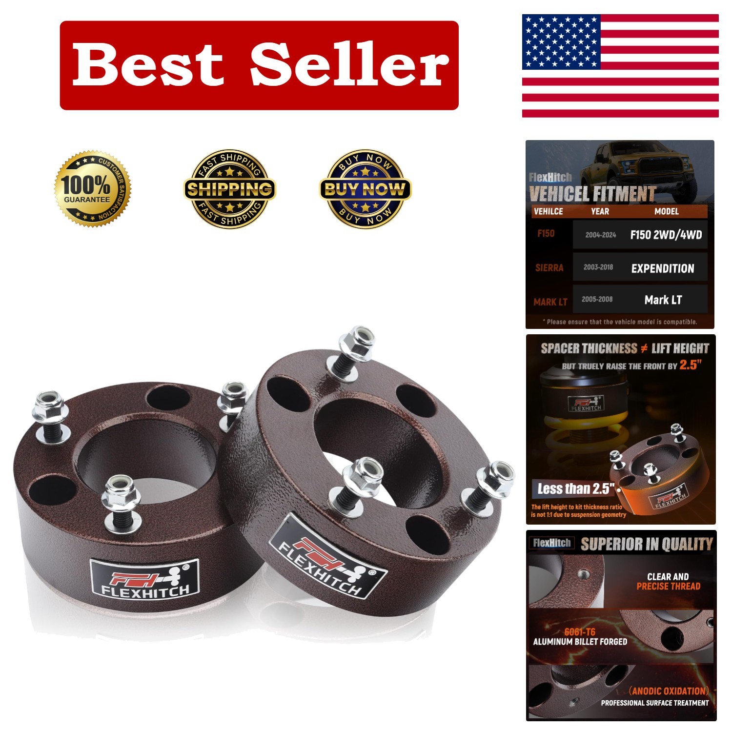 2.5" Front Leveling Lift Kits for 2004-2024 F150, 2.5 inch Forged Front Strut...