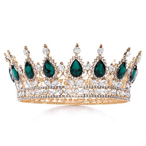 Foyte Baroque Queen Crown Tiara Sparkly Rhinestone Wedding Bride Tiaras