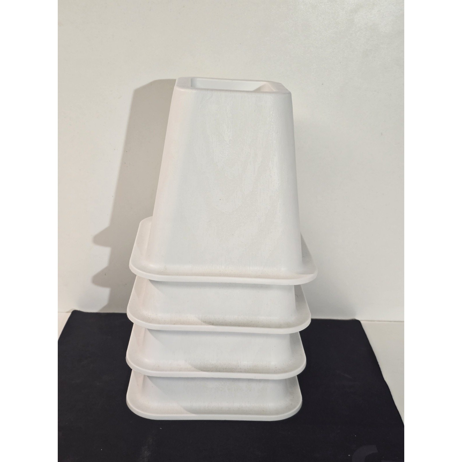 Set of 4 White Plastic Furniture Risers – 6" Square Bed or Couch Lifts