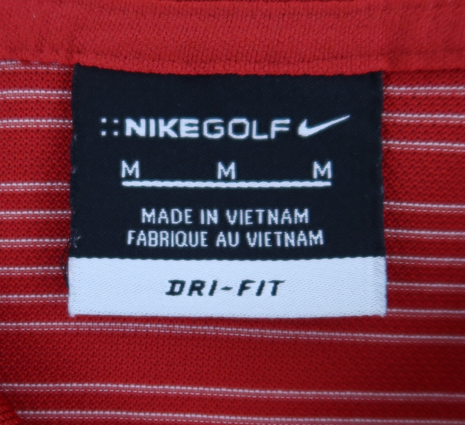 Nike Golf DRI-FIT Polo Red White Stripe Medium