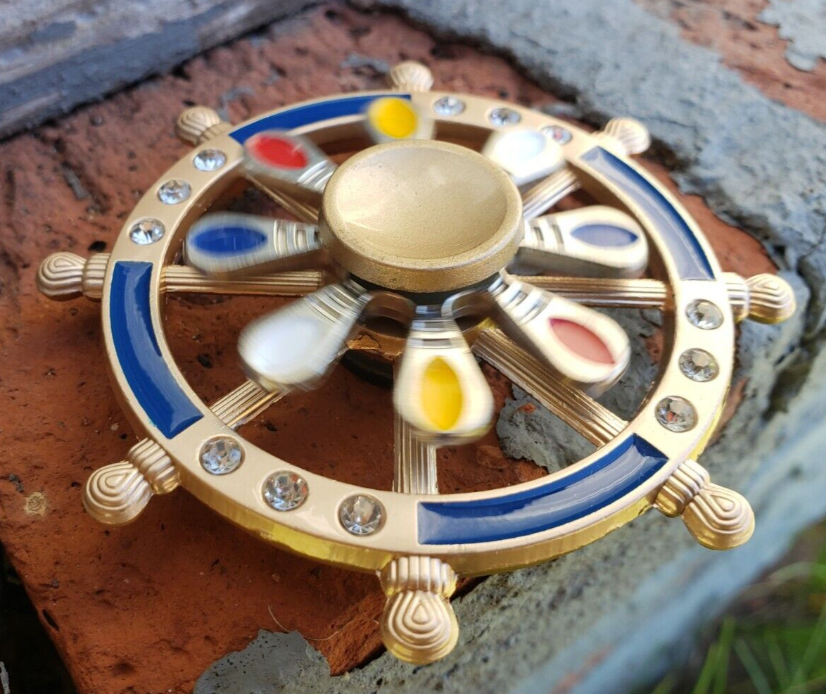 Cool All Metal Dual Fidget Spinner Colorful Helm Ship Wheel Adults Kids ADHD Toy
