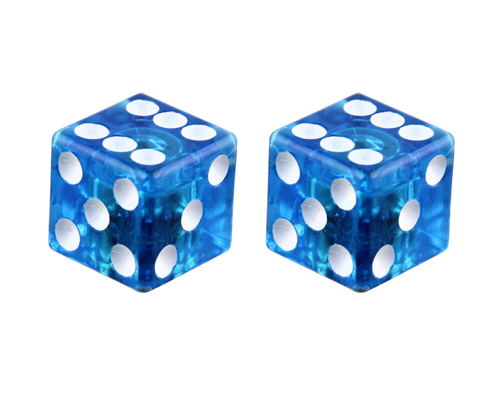NEW! VINTAGE DICE VALVE CAPS IN CLEAR BLUE USED FOR SCHRADER VALVE.