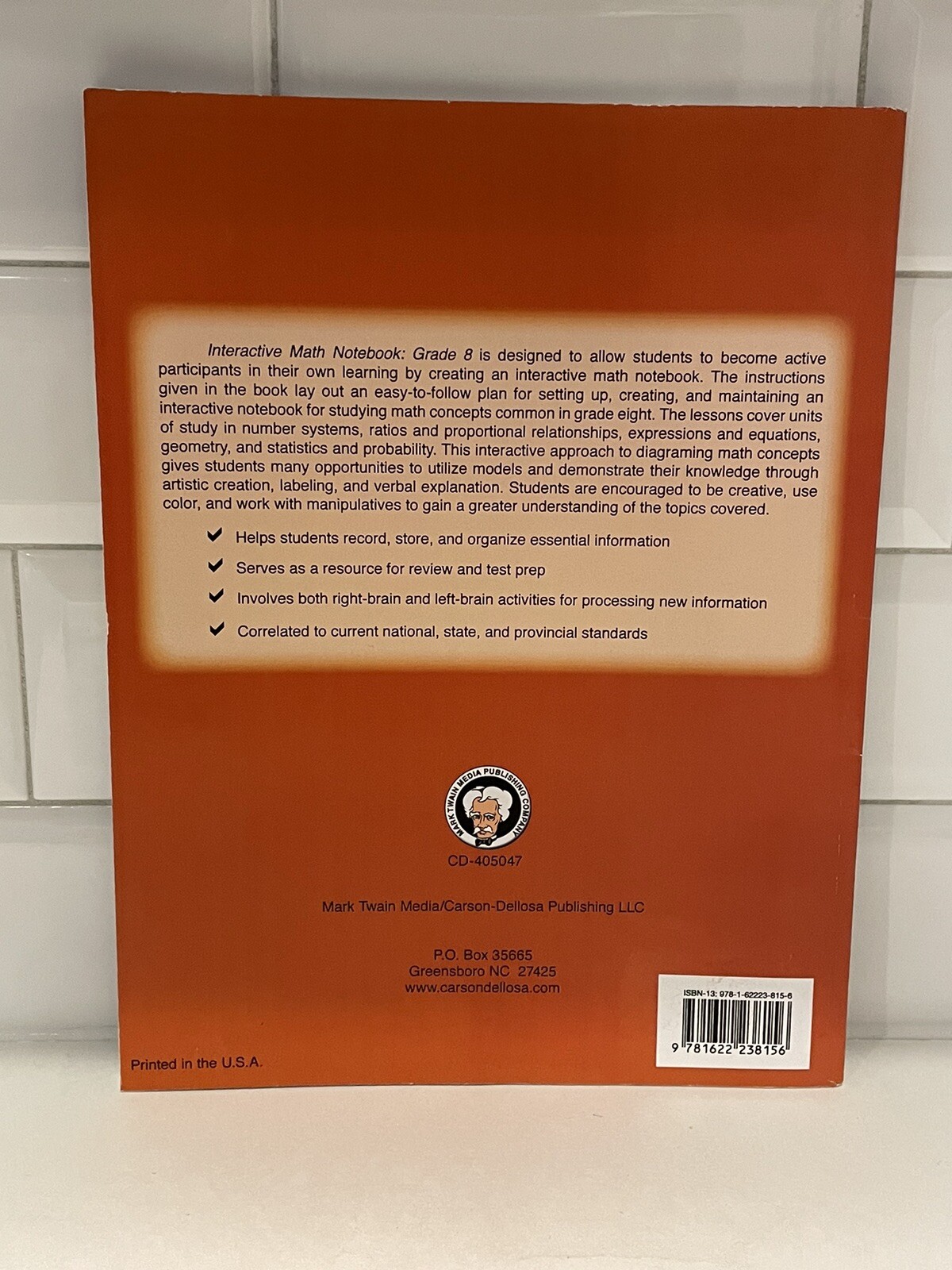 Interactive Math Notebook Resource Book, Grade 8 Homeschool Geometry Statistics