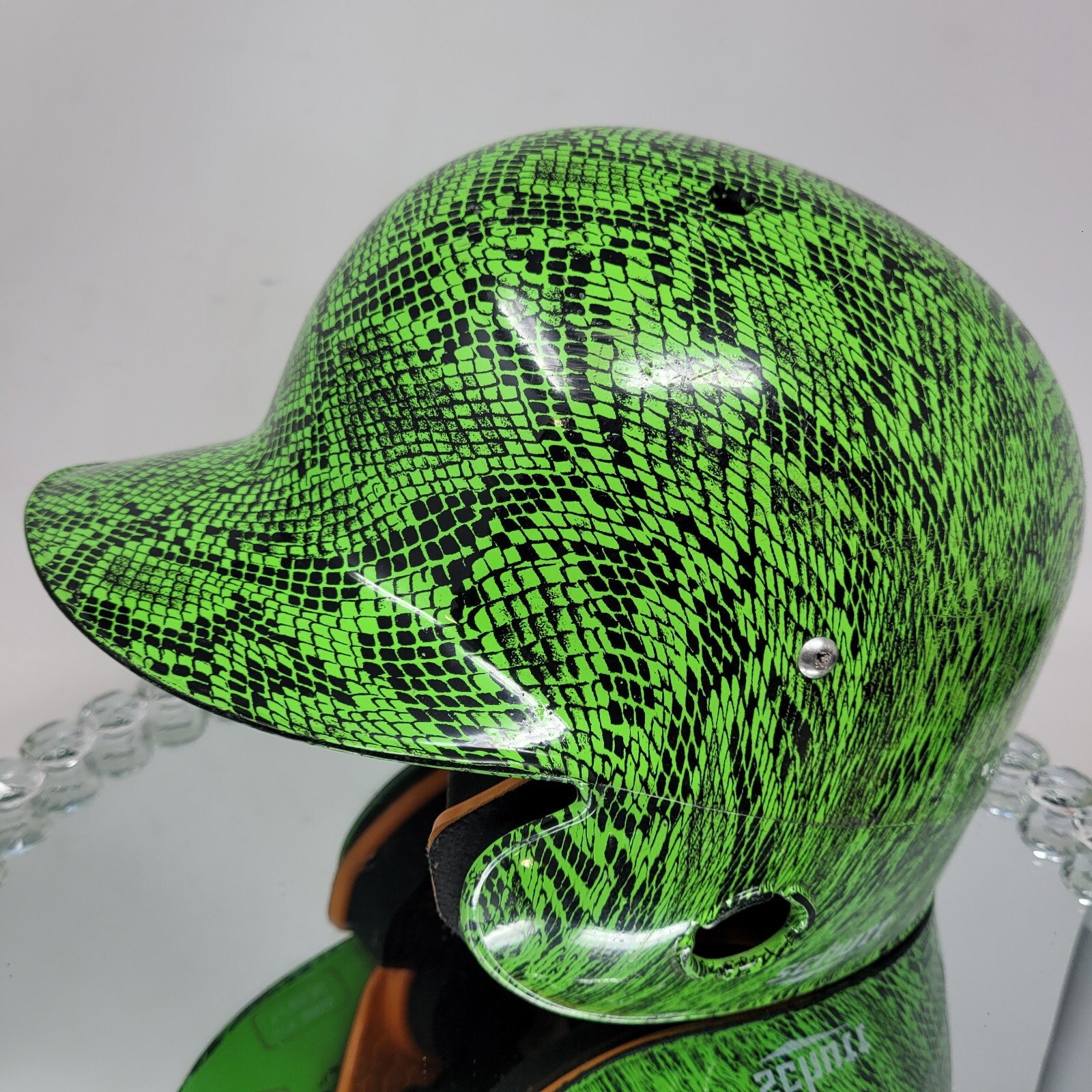 Schutt Air 2742 OSFM JR SSM Jr 5 Baseball Batting Helmet Green Black Snakeskin
