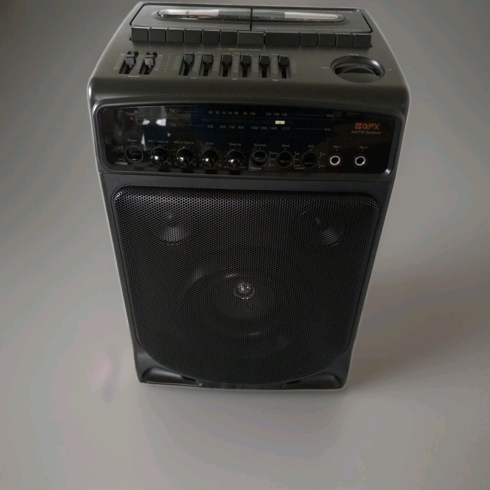 GPX Karaoke AM/FM Double Cassette Recorder With Mic C1285-E1  Plz Read Details