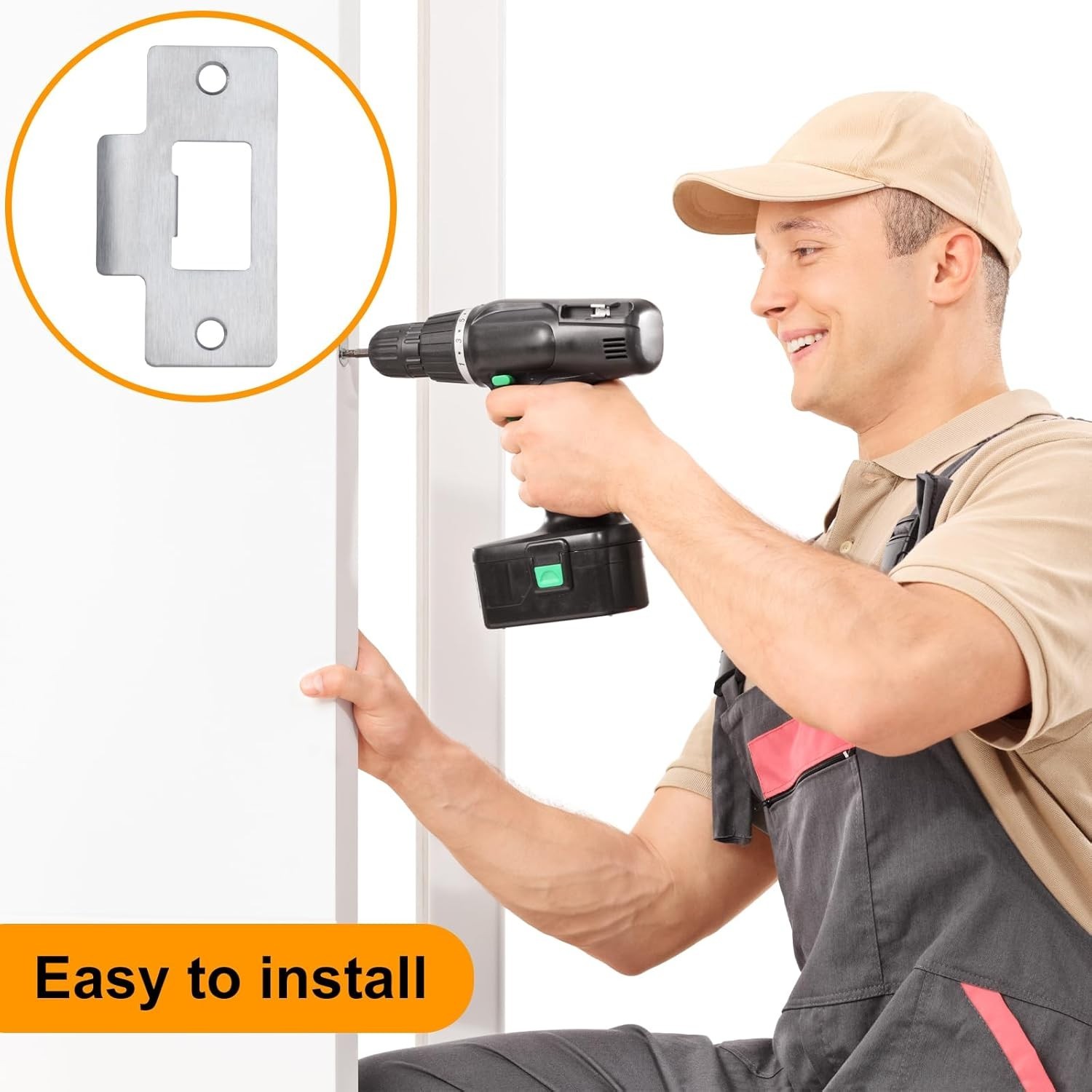 6PCS Universal Door Strike Plate，Replacement Lock Strike Plate T Strike Deadb...