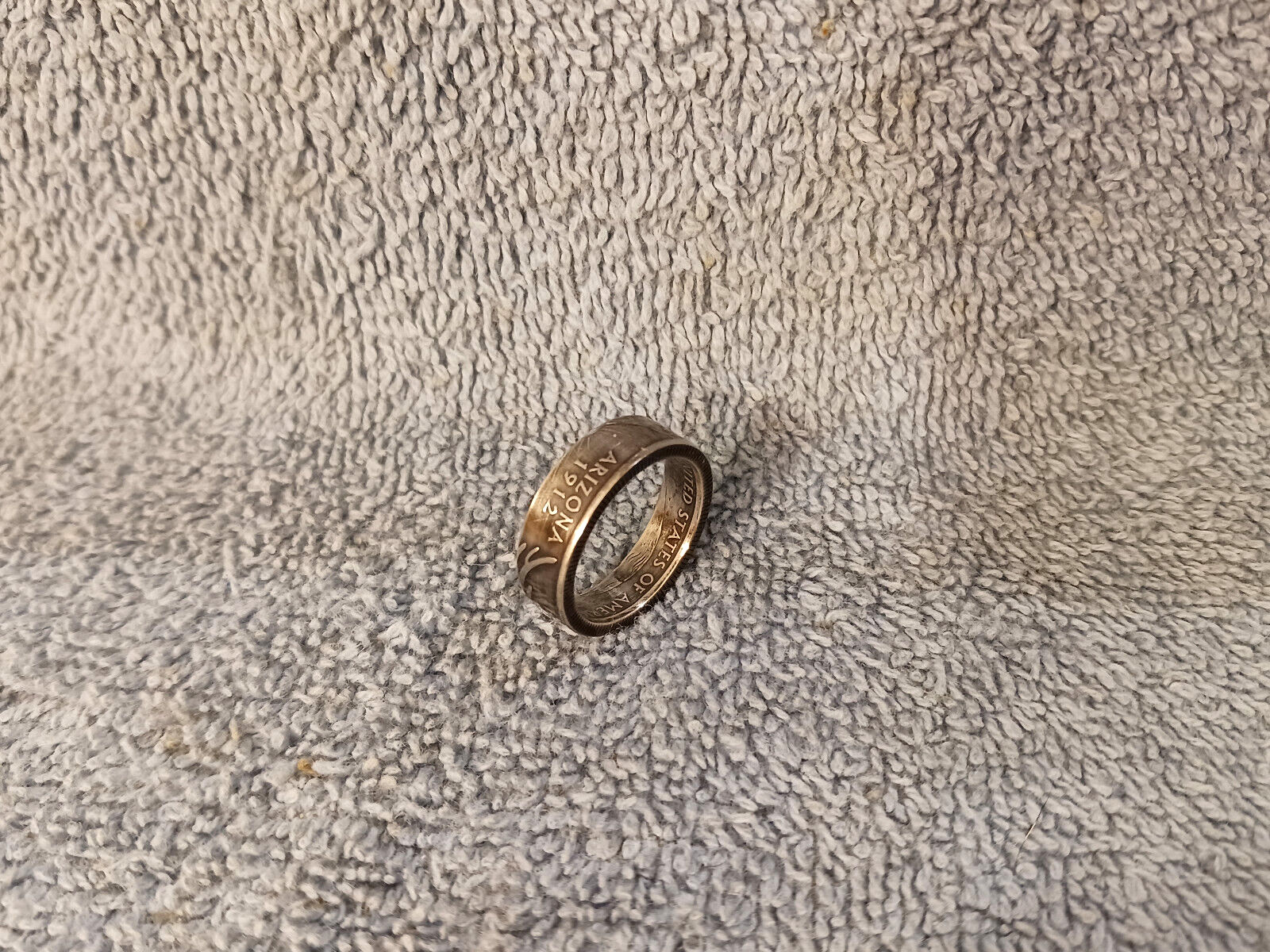 Arizona Handcrafted 90% Silver Washington Quarters coin ring, size 7-1/2   2008