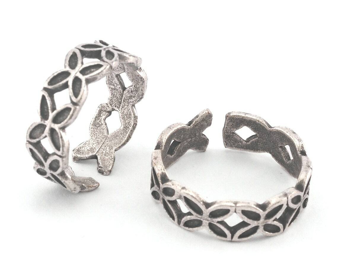 Minimalist Ring Butterflies Adjustable Ring Antique Silver Plated brass 3184