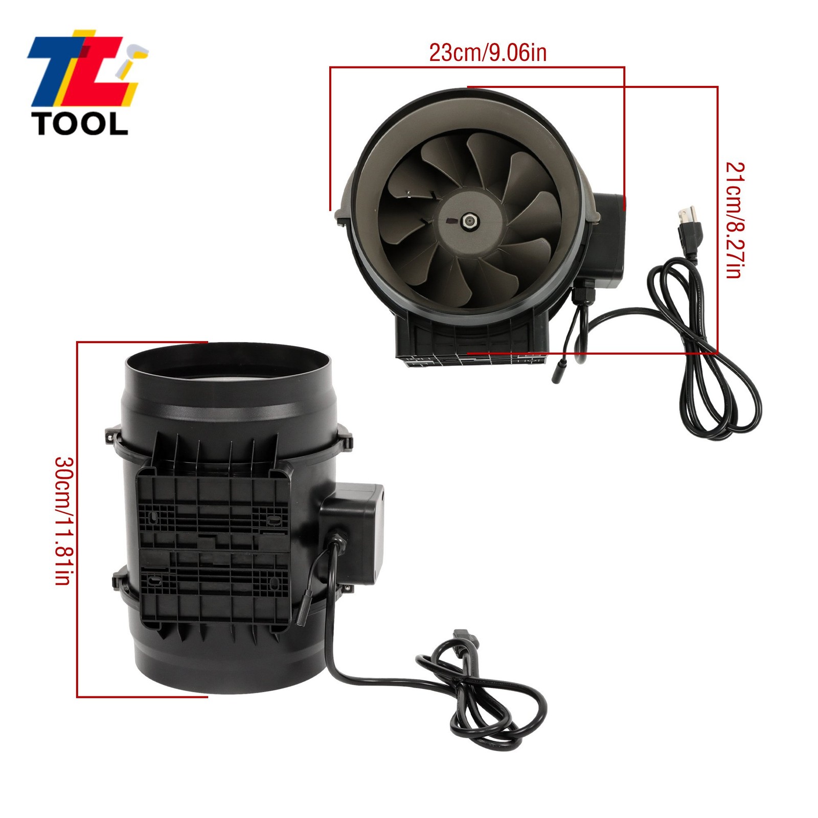 8" Inline Duct Fan 807 CFM with EC Motor & Temperature Humidity Smart Controller