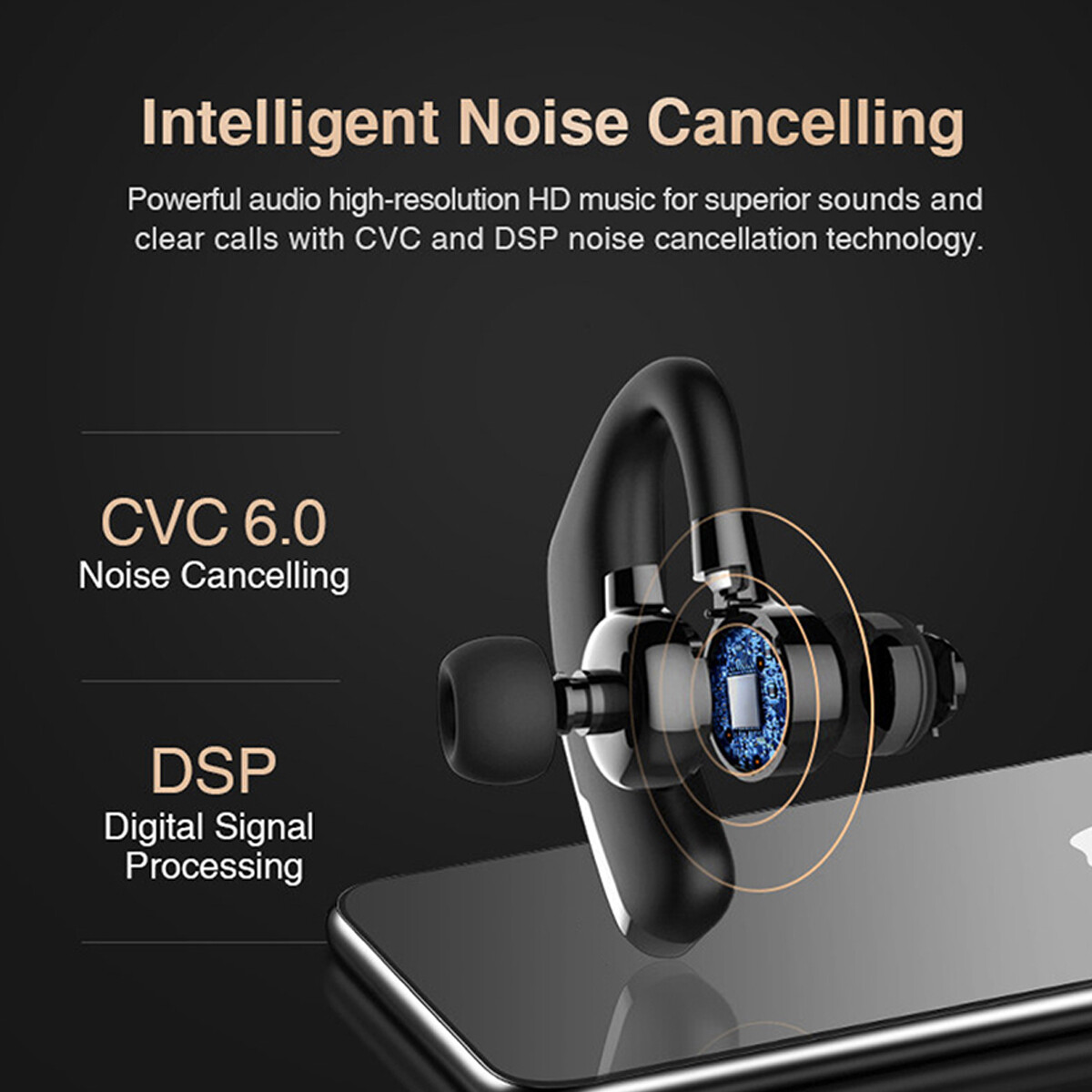 Bluetooth 5.2 Headset Wireless Earbuds Earphones Stereo Headphones Ear Hook Mic