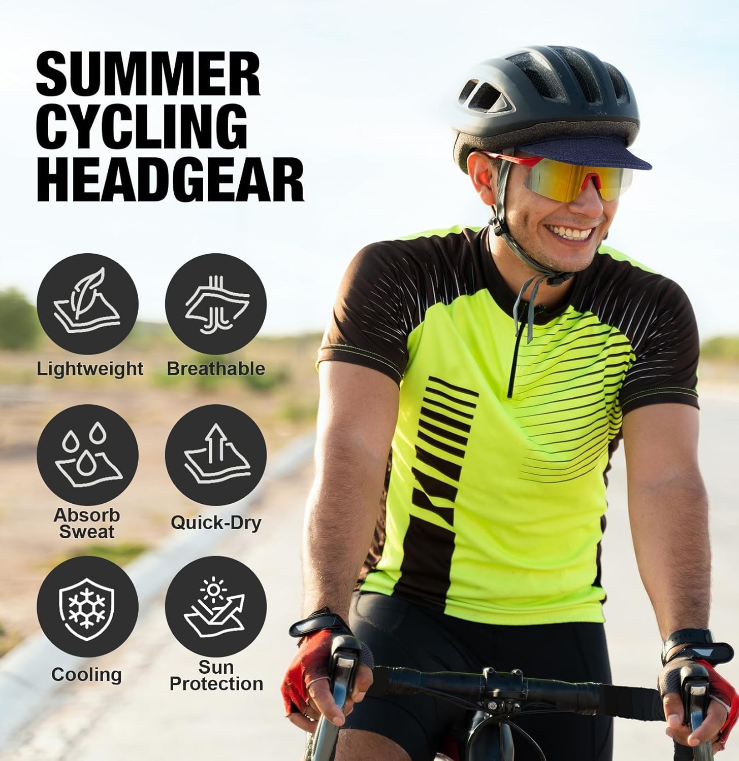 Cycling Skull Cap With Sun Visor Under Helmet Liner