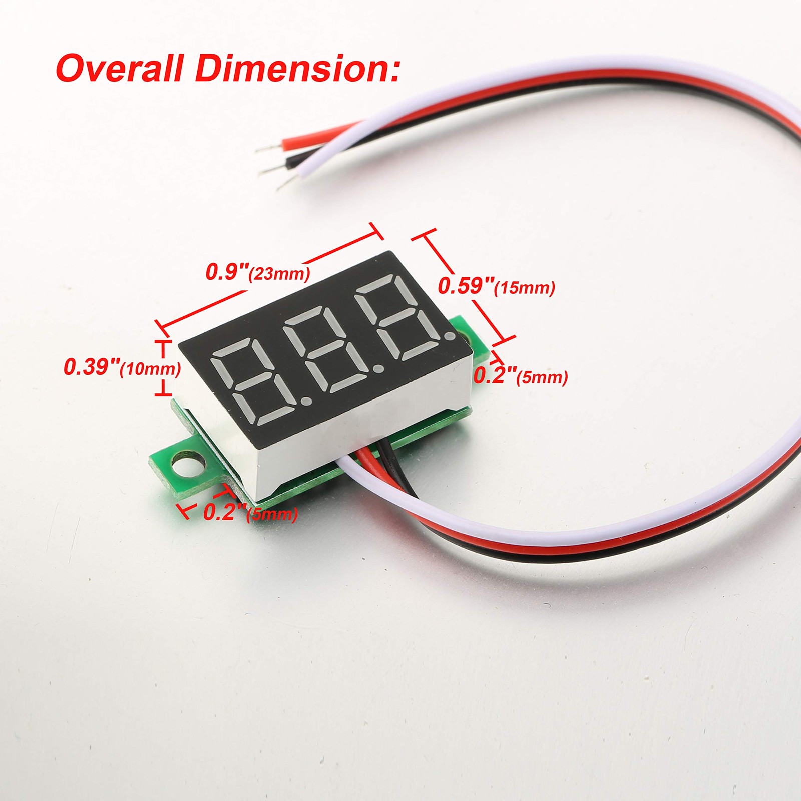 5 Pack Three Wire Calibratable DC 0-30V Blue Digital Mini Voltmeter Set
