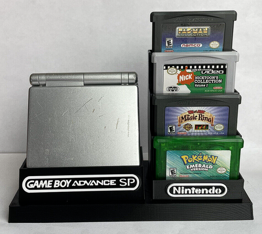 Game Boy Advance SP & 9 Game Cartridges Display- DISPLAY ONLY (Customize Colors)
